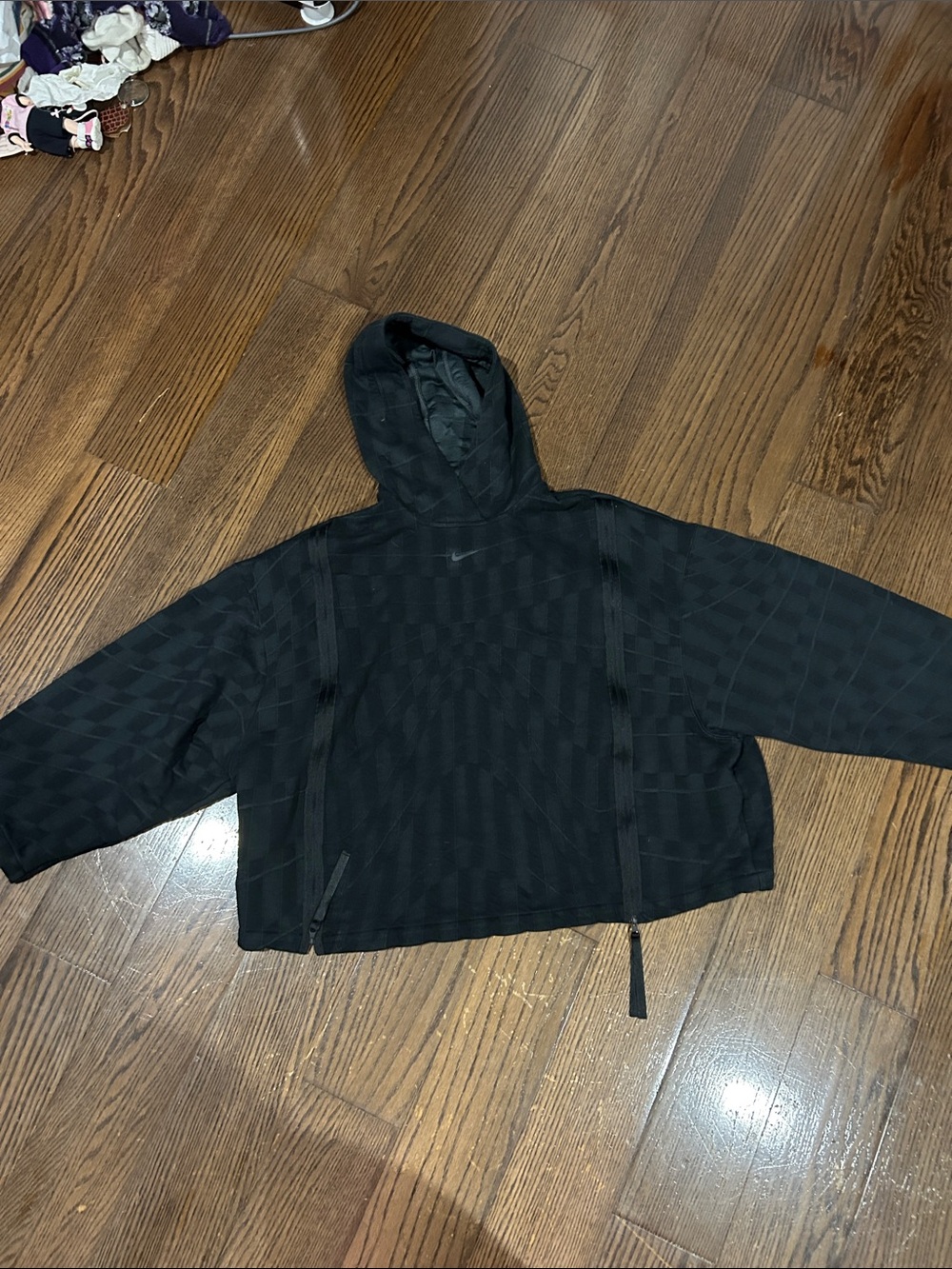 Nike Sportswear black texture big tech oversized hoodie sweatshirt sz M